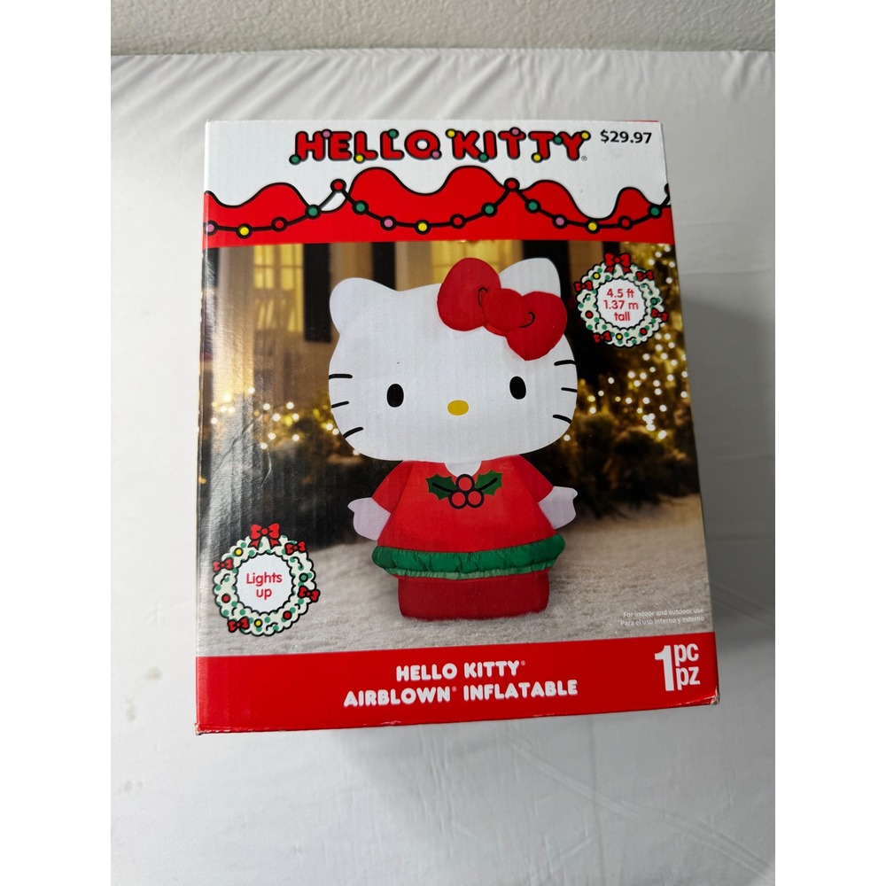 Hello Kitty Airblown Inflatable Christmas 4.5ft Tall Sanrio Holiday Decor Gemmy